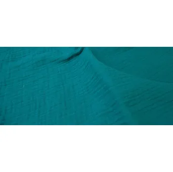 Pro útulný domov látka mušelín ZELENOMODRÝ