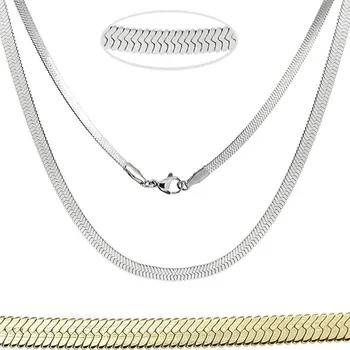 Náhrdelník Plochý Hadí Náhrdelník 3mm z chirurgické oceli - 45cm / Nerez RL