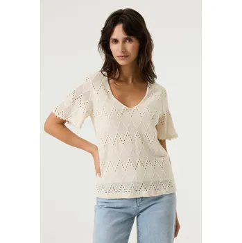 Dámské tričko Garcia halenkové triko s krajkovým vzorem krémové Velikost: XS