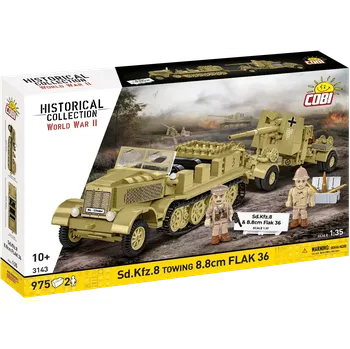 Dětské zboží Německé polopásové vozidlo Sd.Kfz. 8 & dělo 8,8 cm FlaK 36 COBI 3143 - World War II 1:35