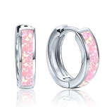 MINET Elegantní stříbrné náušnice s růžovým opálem JMAN0681PE00