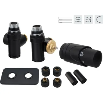 Hlavice pro radiátor Hopa INTEGRATO-SADA, universální rohový ventil s mosaznou rozetou 1 ks, Černá