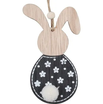 Velikonoční dekorace Zajíček černobílý na zavěšení 13 cm