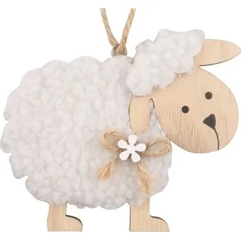 Velikonoční dekorace Ovečka dřevěná na zavěšení 8,5 x 7 x 1 cm
