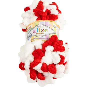 Bellatex Příze PUFFY color Bílá,Červená