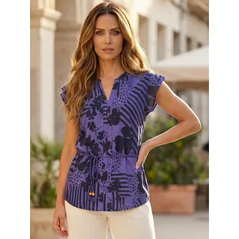 Dámské tričko Dámská halenka KIXMI UDAYA TMAVĚ MODRÁ M