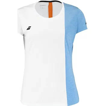 Chlapecké tričko Dětské tričko Babolat Play Crew Neck Tee Boy White/Blithe Blue Hthr 6 - 8 let