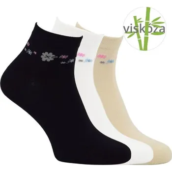 Dámské ponožky RS dámské viskózové kotníkové vzorované květované ponožky mix 35-38