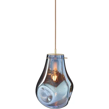 Bomma Barevné svěšené svítidlo ze skla a kovu Soap Průměr: 240 mm, Barva skla: Modrá, Barva montury: Zlatá 1/60/95107/A/600LB/370/A/BG/2,5 Barevné svěšené svítidlo ze skla a kovu Soap