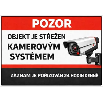Zabezpečení domácnosti ⚠️ Cedule Objekt je střežen kamerovým systémem (na šířku) - A3 - 30x42 cm / Plast tl. 3 mm