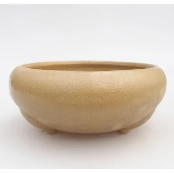 Květináč Keramická bonsai miska 14 x 14 x 6,5 cm béžová