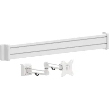 Televizní držák AlzaErgo Slatwall SWP110 Lišta bílá + SWMP220 Úchyty bílé + SWAS410 Držák bílý