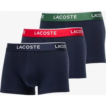 Pánská móda Boxerky LACOSTE Trunk 3-Pack Navy Blue/ Green/ Red/ Navy XL