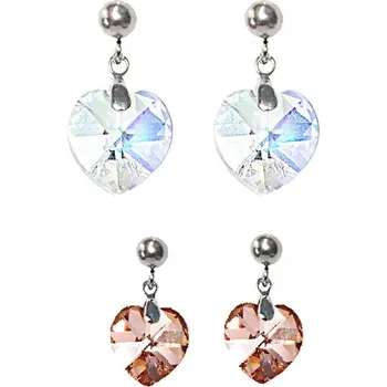 Náušnice Náušnice s krystaly srdce - Hnědá měď