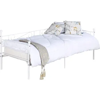 Postel Tempo Kondela Kovová pohovka - jednolůžko, bílá, 90x200, ROZALI