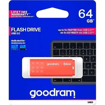 USB flash disk Flash disk GOODRAM USB 3.0 64GB bílo-oranžový