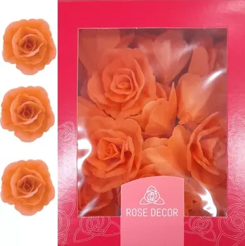 Jedlá dekorace na dort Dekorace oplatková - Růže malá 30 mm, oranžová, 35 ks