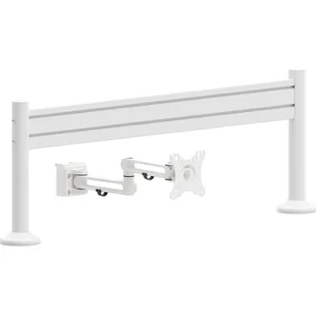 Televizní držák AlzaErgo Slatwall SWP110 Lišta bílá + SWDM210 Úchyty bílé + SWAS410 Držák bílý