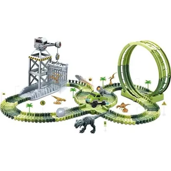 autodráha Mamido Dinosauří závodní dráha se smyčkou a světly 144 dílů MT1520