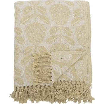 Přehoz na lůžko Bloomingville Přehoz z recyklované bavlny Pratello Yellow 130 × 160 cm