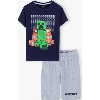 Letní PYŽAMO MINECRAFT (tmavě modrá-šedá) Velikost: 128
