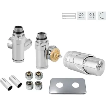 Hlavice pro radiátor Hopa INTEGRATO-SADA, universální rohový ventil s mosaznou rozetou 1 ks, Chrom