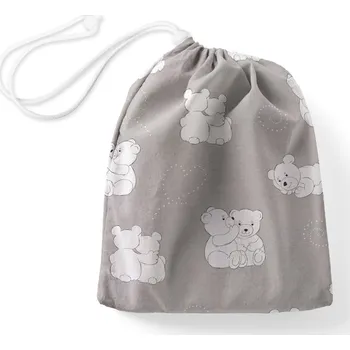 Bavlněný pytlík/sáček na přezůvky Sandra SA-733 Zamilovaní lední medvědi na světle šedém