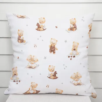 Povlak na polštářek Dětský bavlněný povlak na polštář Sandra SA-732 Medvědí miminka na bílém 50 x 60 cm
