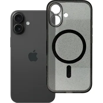 Náhradní kryt pro mobilní telefon Kryt Clear Mag Cover Case S ochranou fotoaparátu s Magsafe iPhone 16 black Glitter