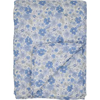 Přehoz na lůžko Chic Antique Prošívaný přehoz Aix Flowers/Sky Blue 130 × 180 cm