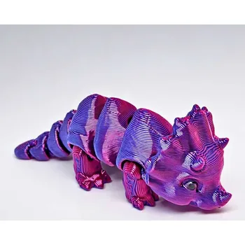 Figurka Svíčkománie3D Flexi 3D miniaturka triceratopse z 3D tiskárny Fialovo-modrá lesklá