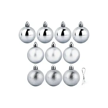 Vánoční dekorace Vánoční koule 50 mm - Stříbrná, sada 10 kusů