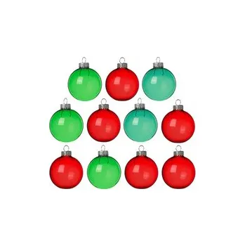 Vánoční dekorace Vánoční koule 50 mm - Sada 11ks červená a zelená