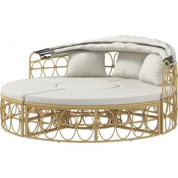 Zahradní sestava Zahradní nábytek se skládacím baldachýnem a konferenčním stolkem | krémový