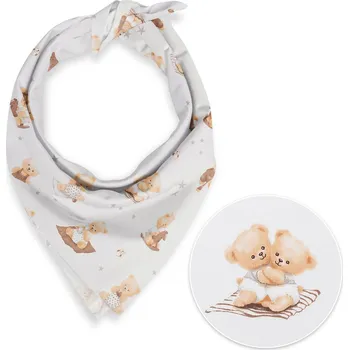 Šátek Dětský bavlněný šátek Sandra SA-732 Medvědí miminka na bílém 45 x 45 cm