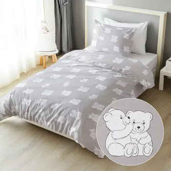 Povlečení Dětské bavlněné ložní povlečení Sandra SA-733 Zamilovaní lední medvědi na světle šedém Jednolůžko 140x200 a 70x90 cm