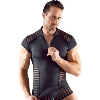 Pánské erotické prádlo Svenjoyment Microfibre Short Sleeve Shirt 2161800 Black Velikost L