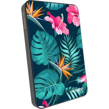 Powerbanka Picasee Powerbanka s MagSafe 5 000 mAh Šedá - Pink Monstera