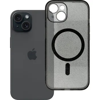 Náhradní díl pro mobilní telefon Kryt Clear Mag Cover Case S ochranou fotoaparátu s Magsafe iPhone 15 black Glitter