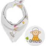 Dětský bavlněný šátek Sandra SA-728 Veselé ovečky na bílém 70 x 70 cm