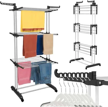 Sušák na prádlo Werdano Home Vertikální stupňovitý sušák na prádlo výška 165 cm černý