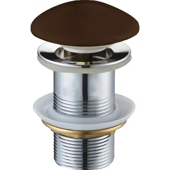 sítko a zátka do dřezu Mexen uzavíratelná kulatá umyvadlová odtoková zátka typu ClickClack, bez přepadu, hnědá matná keramická, 79910-68