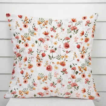Povlak na polštářek Bavlněný povlak na polštář Sandra SA-731 Červený květinový vzor na bílém 50 x 60 cm