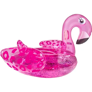 Nafukovací lehátko Plameňák neonový se třpytkami 150 cm