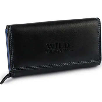 Peněženka Dámská kožená peněženka 9,5x17 cm, velké, 6 černá modrá