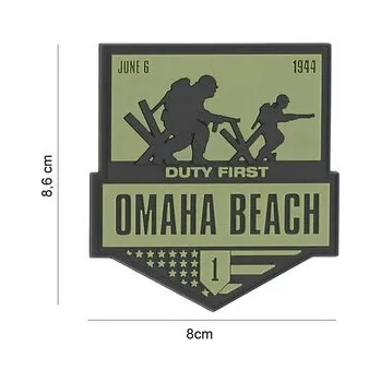Nášivka Gumová nášivka 101 Inc Omaha Beach Duty First - olivová-černá