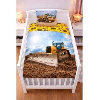 Povlečení BrandMac Dětské bavlněné povlečení STAVEBNÍ STROJE 100×135cm, 40×60 cm
