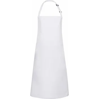 Kuchyňská zástěra Karlowsky Základní gastro zástěra s páskem za krkem nastavitelným na sponu Barva: Bílá