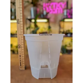 Samozavlažovací hluboký průhledný květináč s bočními vzduchovými otvory M