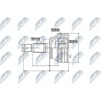 Poloosa kola Sada kloubů pro hnací hřídel NTY NPZ-LR-009